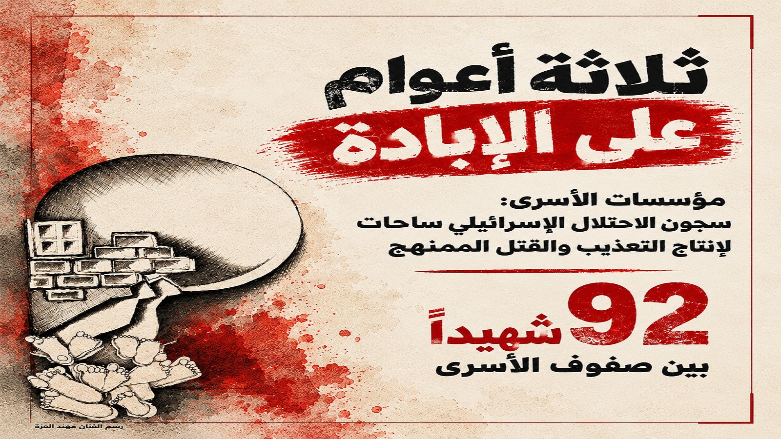 تقرير صادر عن مؤسسات الأسرى بعد مرور ثلاثة أعوام على الإبادة